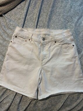 American Eagle White High-Rise Denim Shorts